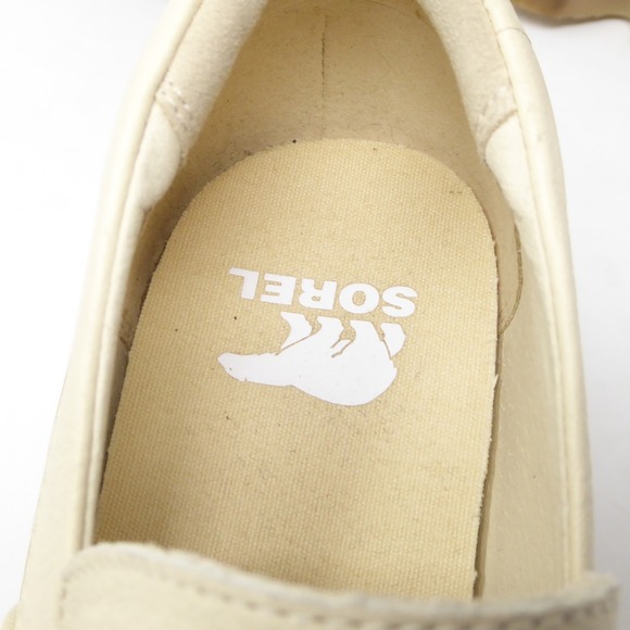 SOREL Womens Joan Now Wedge Loafers Cream Leather Platform Slip On Size 8 - Picture 6 of 8